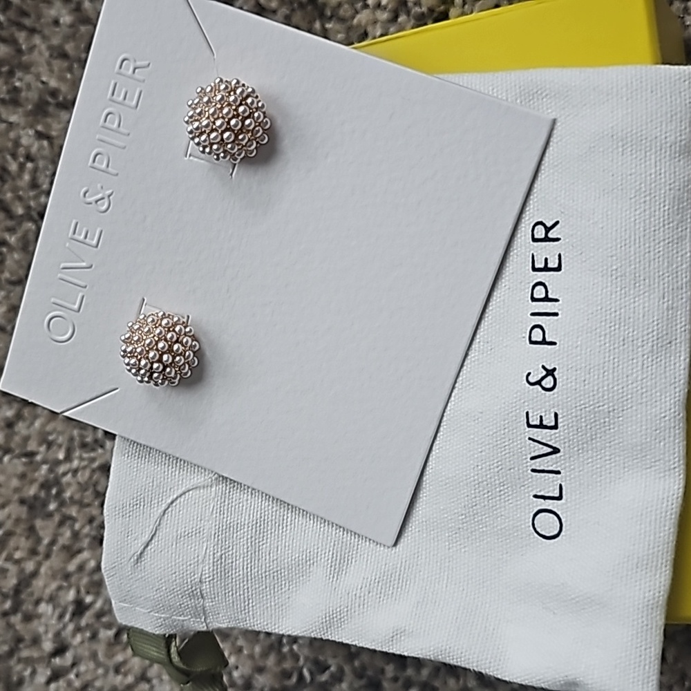 Olive and Piper Pearl Pave Stud Earrings
